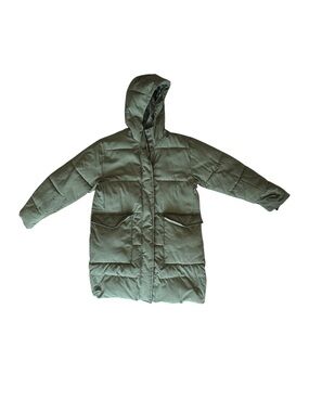 Everlane “ReNew” Long Hooded Puffer Coat in Kalamata Green